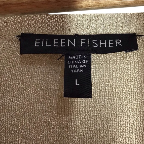 Eileen Fisher Italian Yarn Gold Metallic V Neck Sweater - Picture 3 of 4